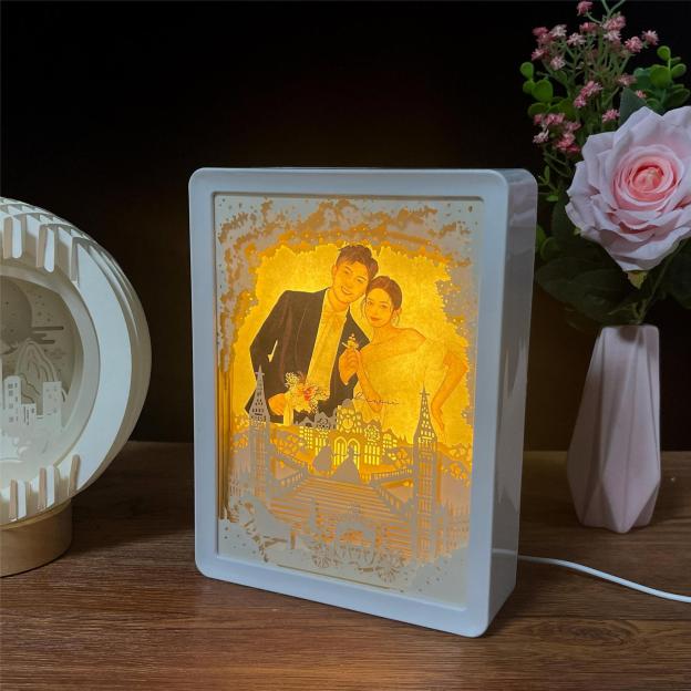 梦幻婚礼可装卸替换照片3d立体光影纸雕灯创意礼品礼物情人节礼物