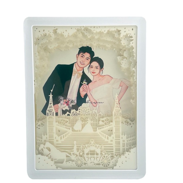 梦幻婚礼可装卸替换照片3d立体光影纸雕灯创意礼品礼物情人节礼物