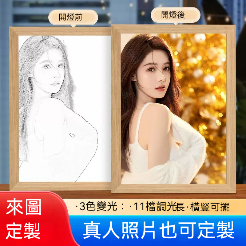 ⭐⭐【來圖定制】 LED燈光畫 燈光畫 檯燈畫 —床頭燈光畫 小夜燈 裝飾畫 裝飾臺燈 氛圍燈 創意小夜燈 交換禮物 桌面擺件