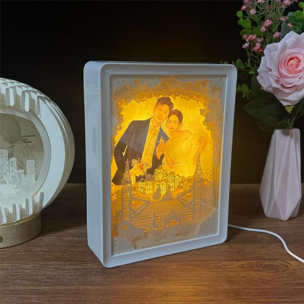 梦幻婚礼可装卸替换照片3d立体光影纸雕灯创意礼品礼物情人节礼物