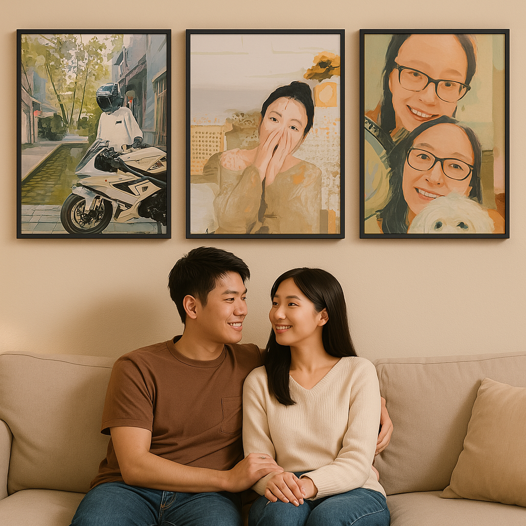 ⭐照片做成油畫，寵物/寶寶/情侶/全家福/風景照，都可以隨心定制（附贈顏料，畫筆，到手就能畫）