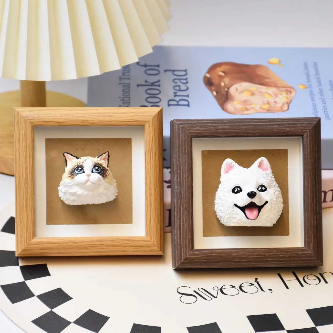 🐈🐕寵物訂製手繪彩繪狗狗貓咪頭像相框—桌上擺飾