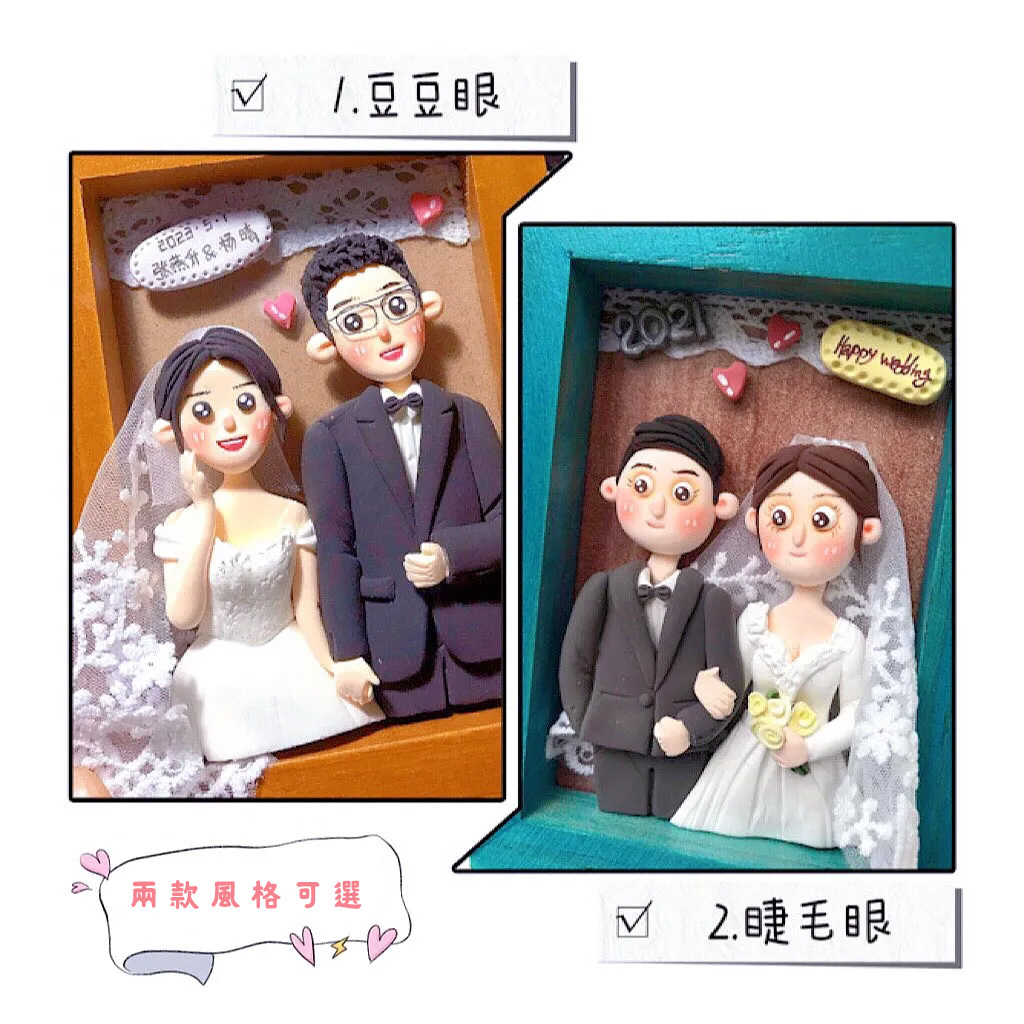 ⭐⭐⭐手作創意q版diy人偶訂製_黏土相框訂製結婚全家福情侶紀念