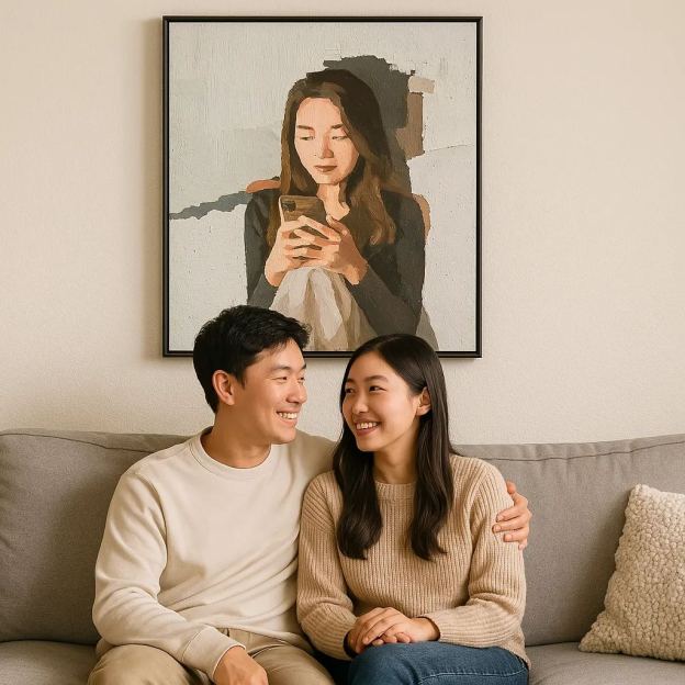 ⭐照片做成油畫，寵物/寶寶/情侶/全家福/風景照，都可以隨心定制（附贈顏料，畫筆，到手就能畫）