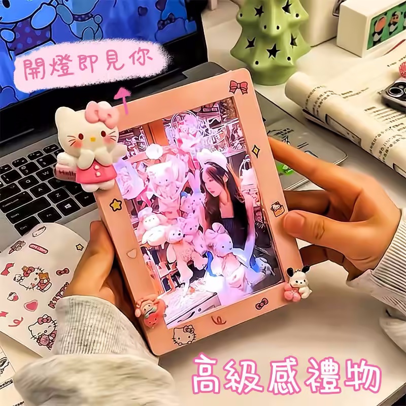 ⭐🎵照片客製可錄音專屬鏡子燈光畫，寵物/寶寶/情侶/寫真/全家福等都可以來圖客製~