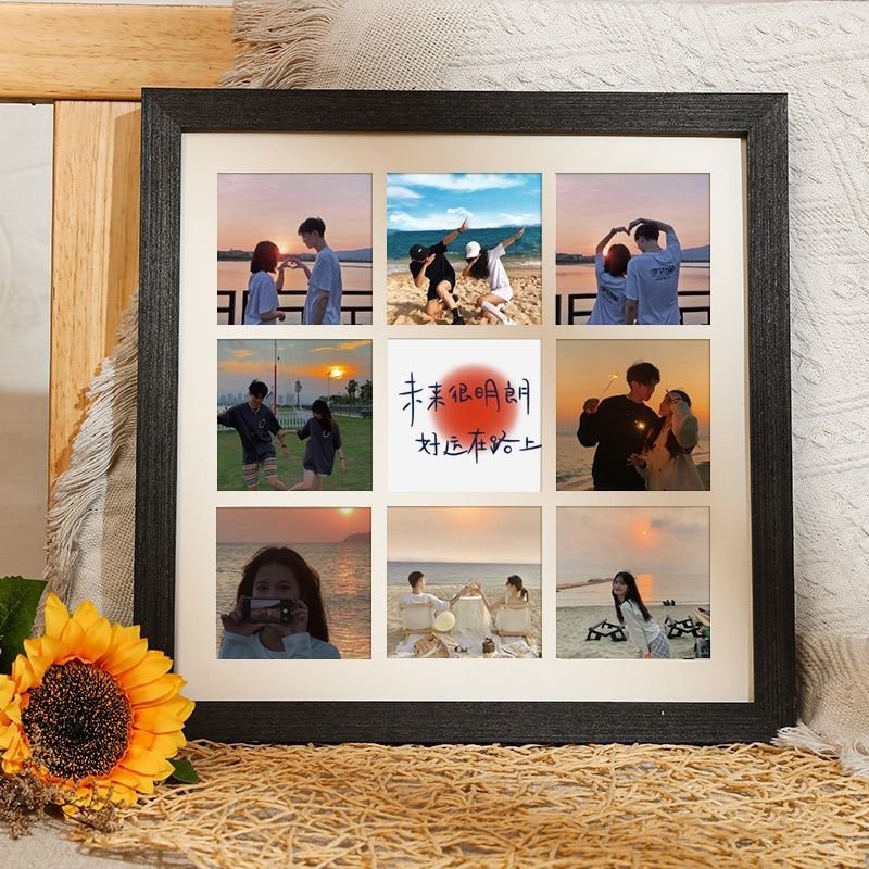 🔥高清沖洗相片🔥 9九宮格相框網紅宮格照片定製情侶diy禮物閨蜜紀念冊生日禮物擺臺 相框客製化 情侶照片 婚紗照相框