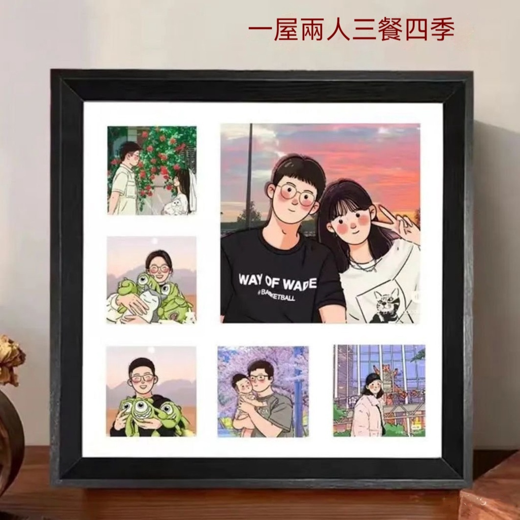 🔥高清沖洗相片🔥 9九宮格相框網紅宮格照片定製情侶diy禮物閨蜜紀念冊生日禮物擺臺 相框客製化 情侶照片 婚紗照相框