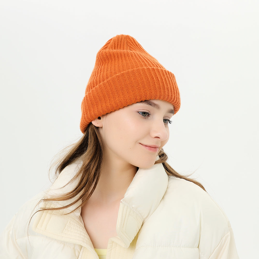 Unisex Knit Beanie Cuffed Plain Skull Hat Winter Warm Knitted Cap