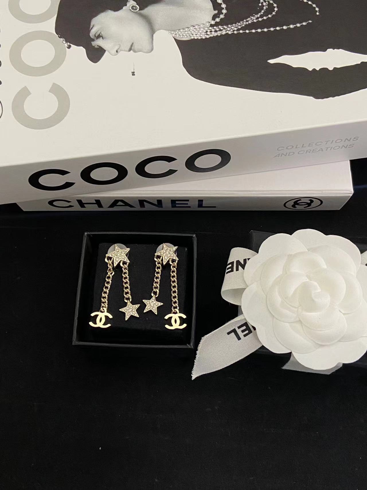 CHANE1 スター ダブル C タッセル スタッド ピアス【50％割引+送料無料】