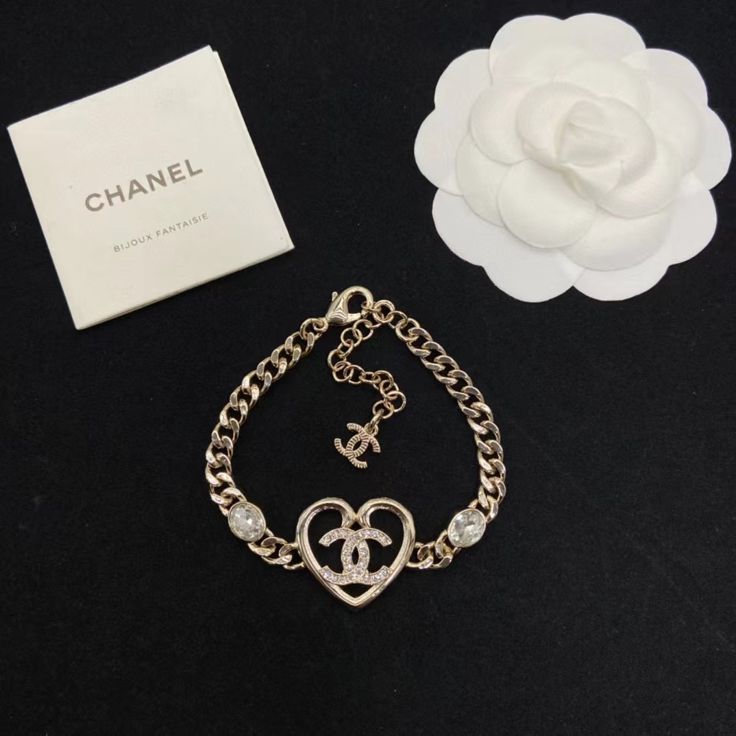 CHANE1 ハートセット ダイヤモンド ブレスレット+ネックレス 2点セット【50％割引+送料無料】
