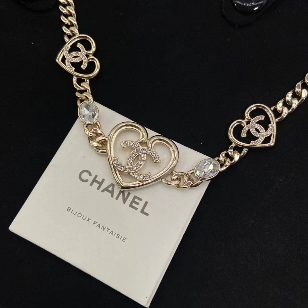 CHANE1 ハートセット ダイヤモンド ブレスレット+ネックレス 2点セット【50％割引+送料無料】