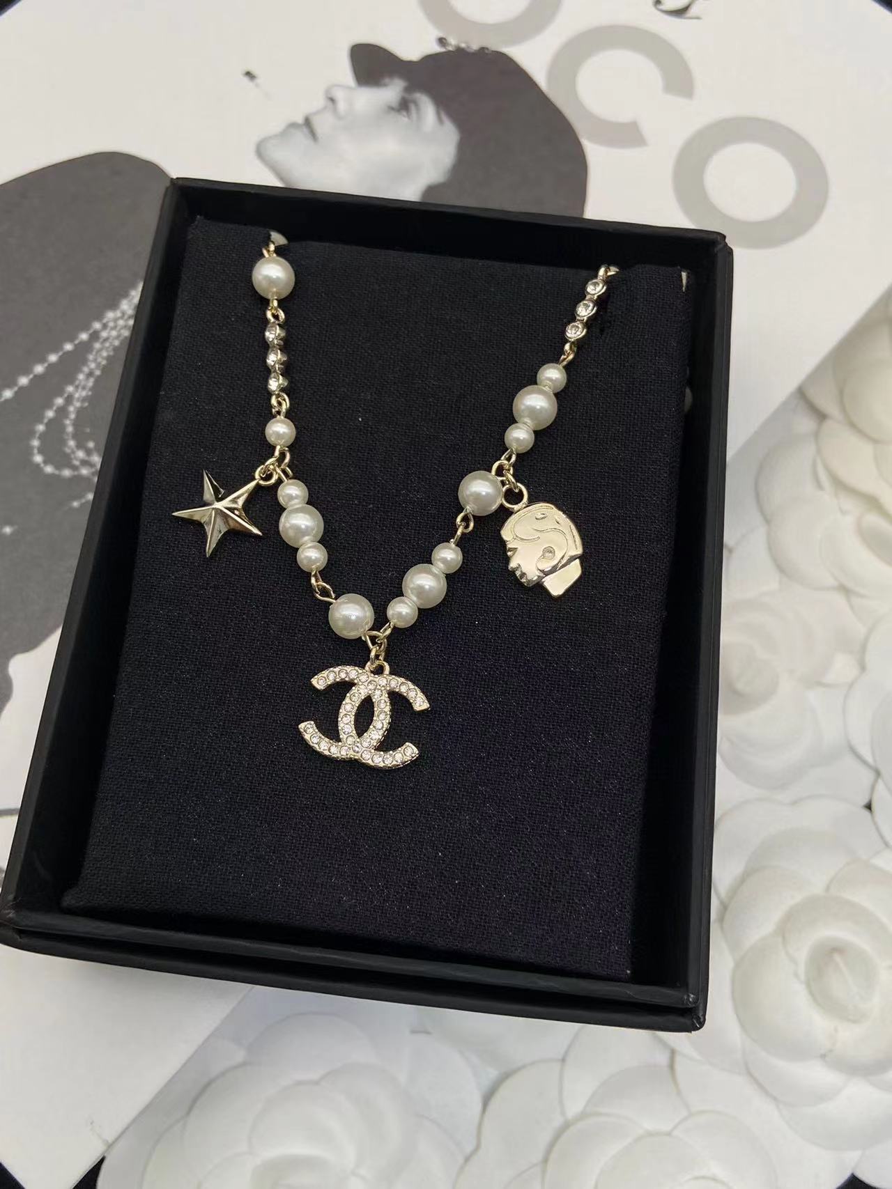 CHANE1 ヘッドスター ダブルC ブレスレット+ネックレス 2点セット【50％割引+送料無料】