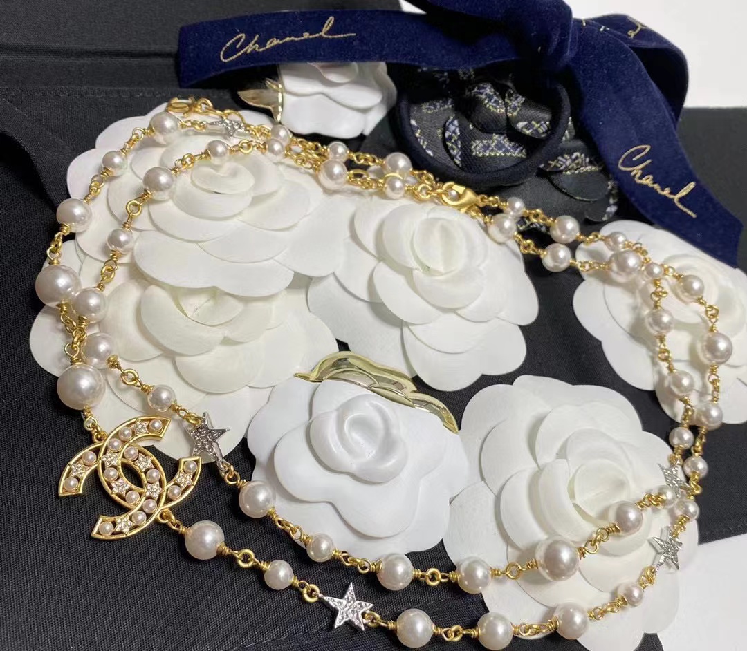 CHANE1 五芒星パールセーターチェーン【50％割引+送料無料】