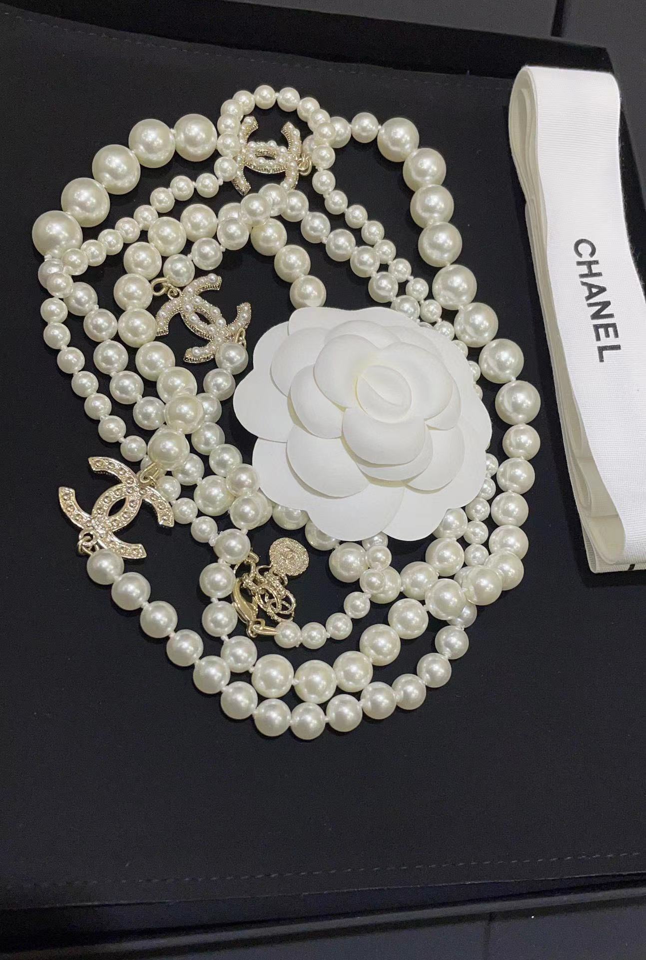 CHANE1 100周年記念ダブルCパールセーターチェーン【50％割引+送料無料】