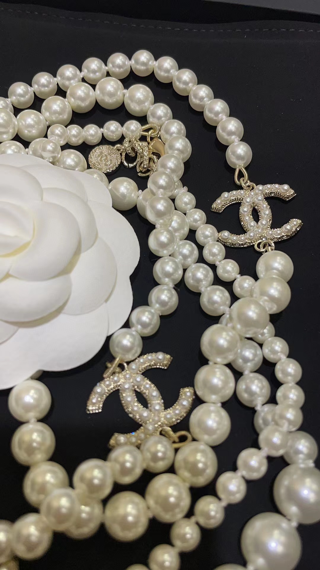 CHANE1 100周年記念ダブルCパールセーターチェーン【50％割引+送料無料】