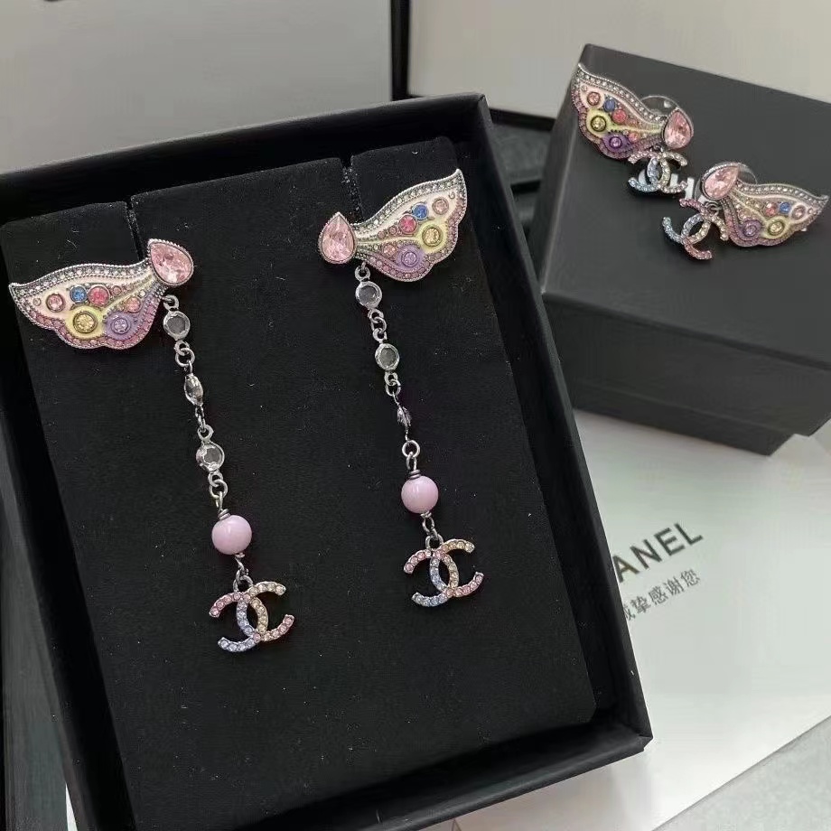 CHANE1 バタフライ ダイヤモンド ピアス+ネックレス 2点セット【50％割引+送料無料】