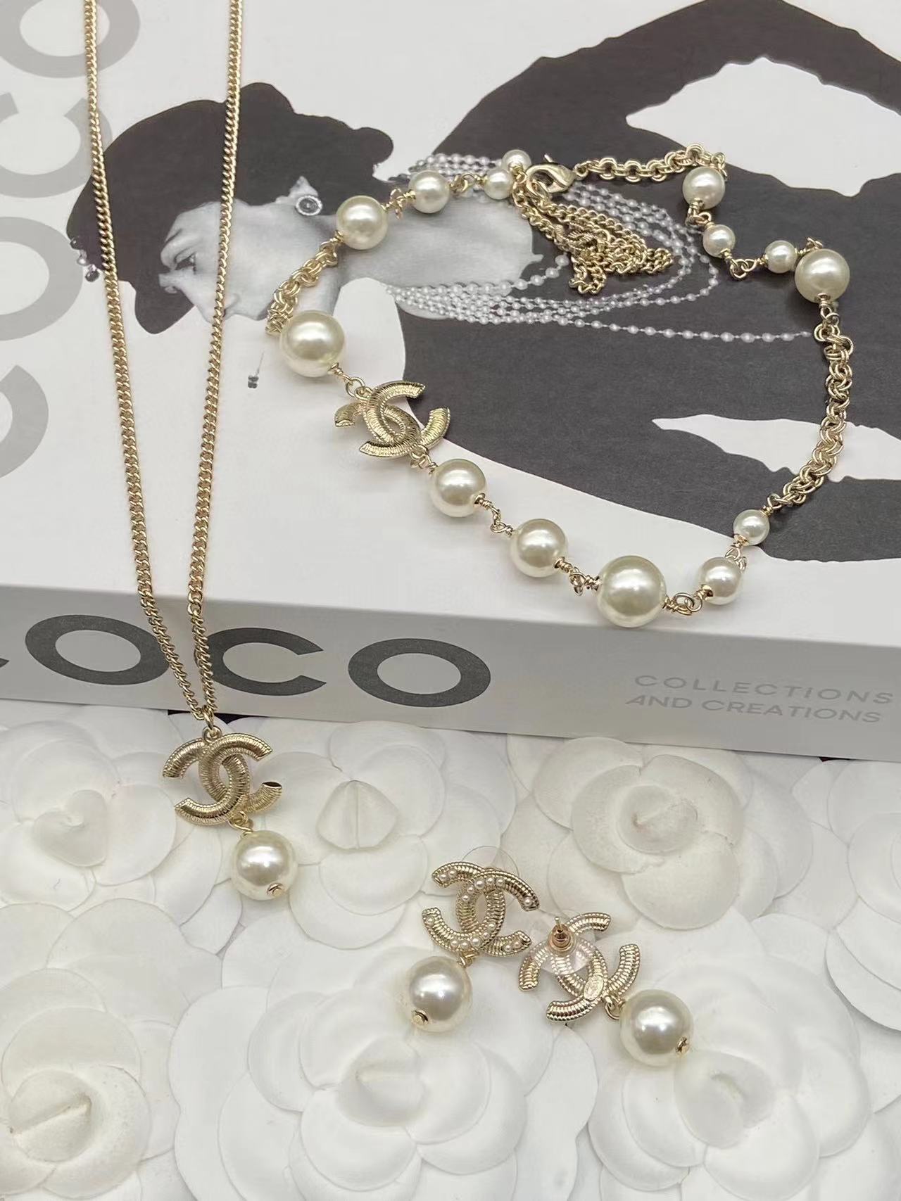 CHANE1cc パールピアス+ブレスレット+ネックレス 3点セット【 50％割引+送料無料】