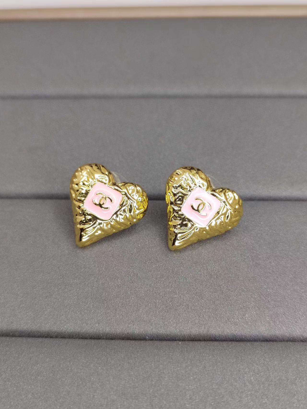 CHANE1 ハート ダブルC オイルドロップ ピアス【 50％割引+送料無料】