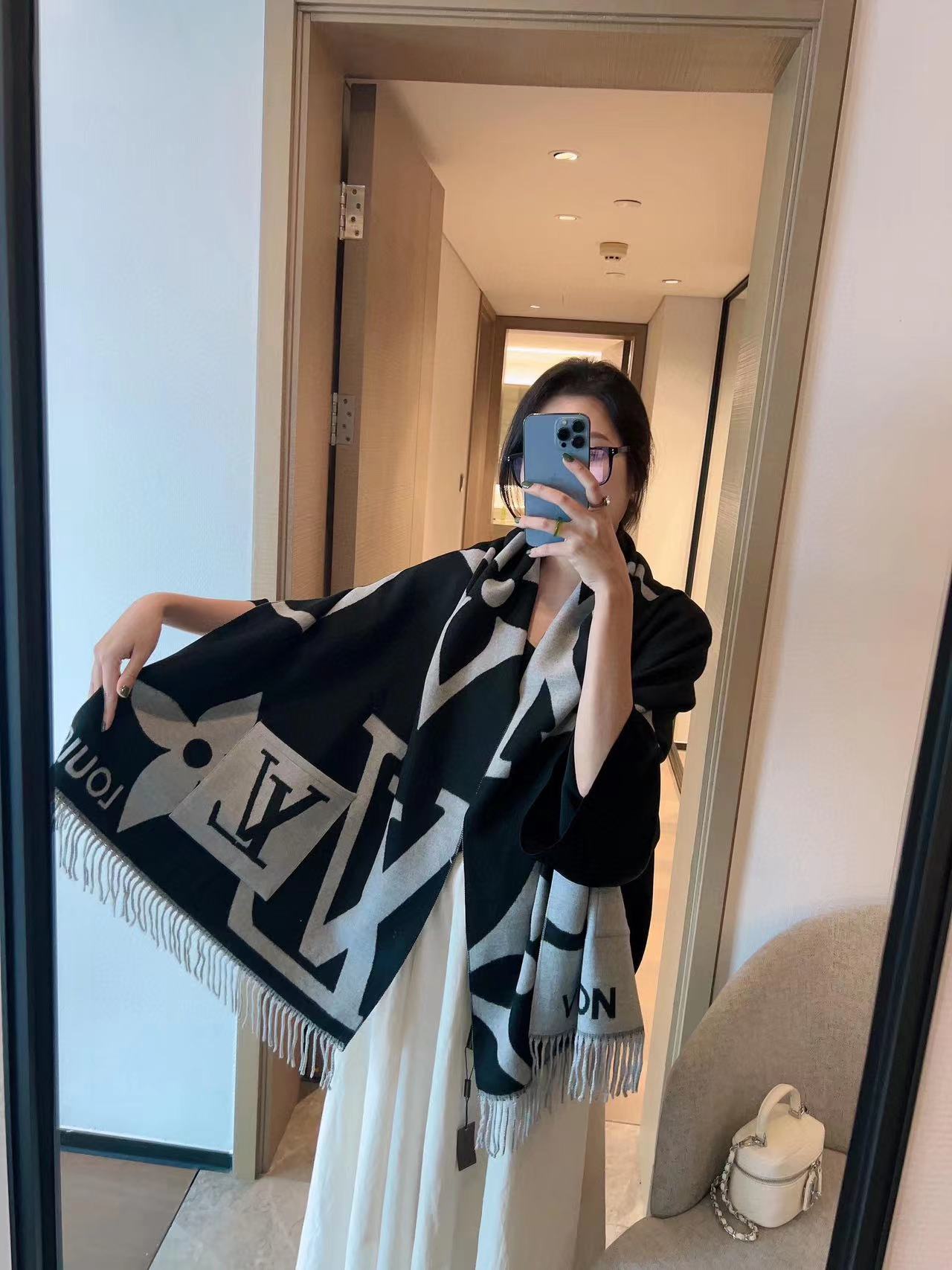 LV ウール フリンジスカーフ【50％割引+送料無料】