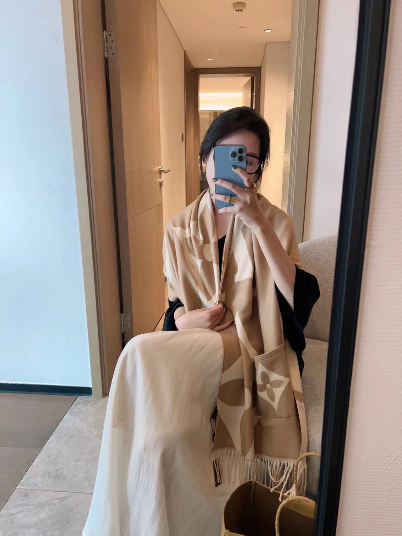 LV ウール フリンジスカーフ【50％割引+送料無料】