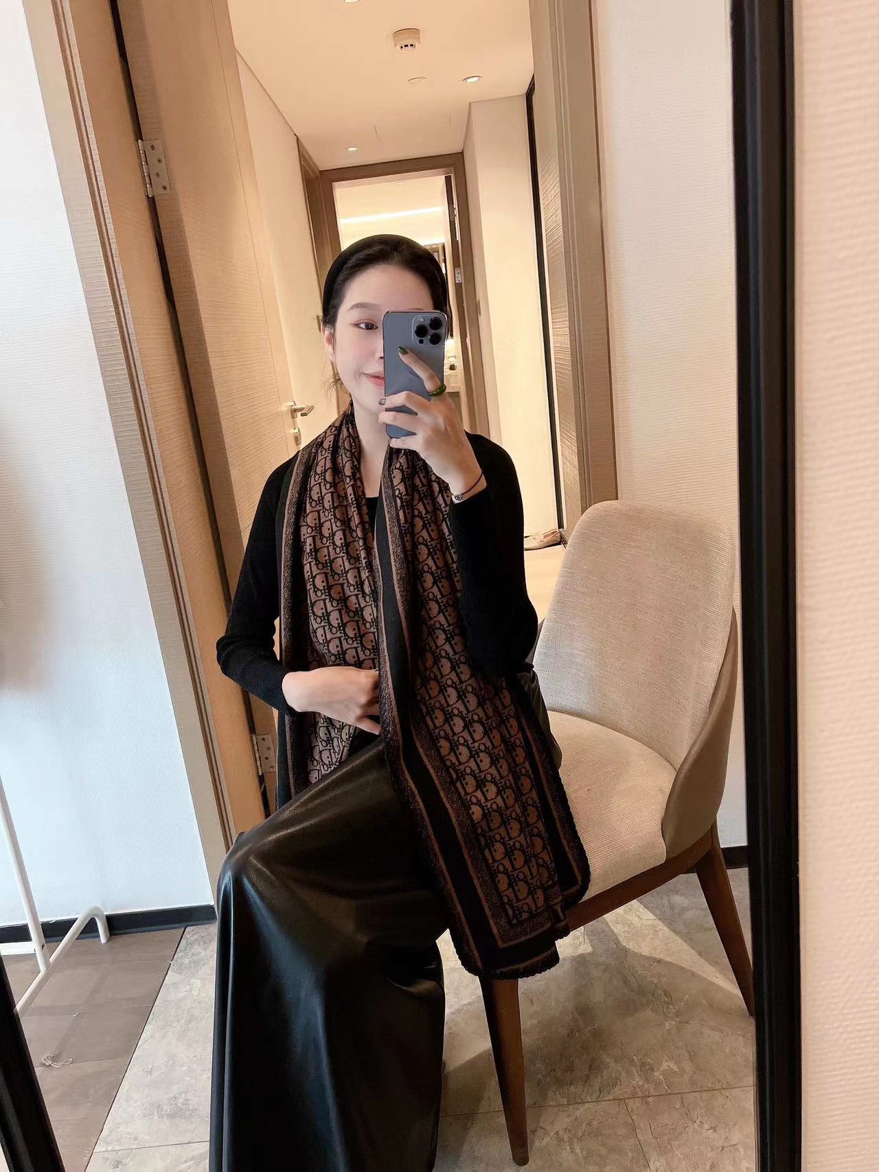 DI0R ジャカード両面ウールスカーフ【50％割引+送料無料】