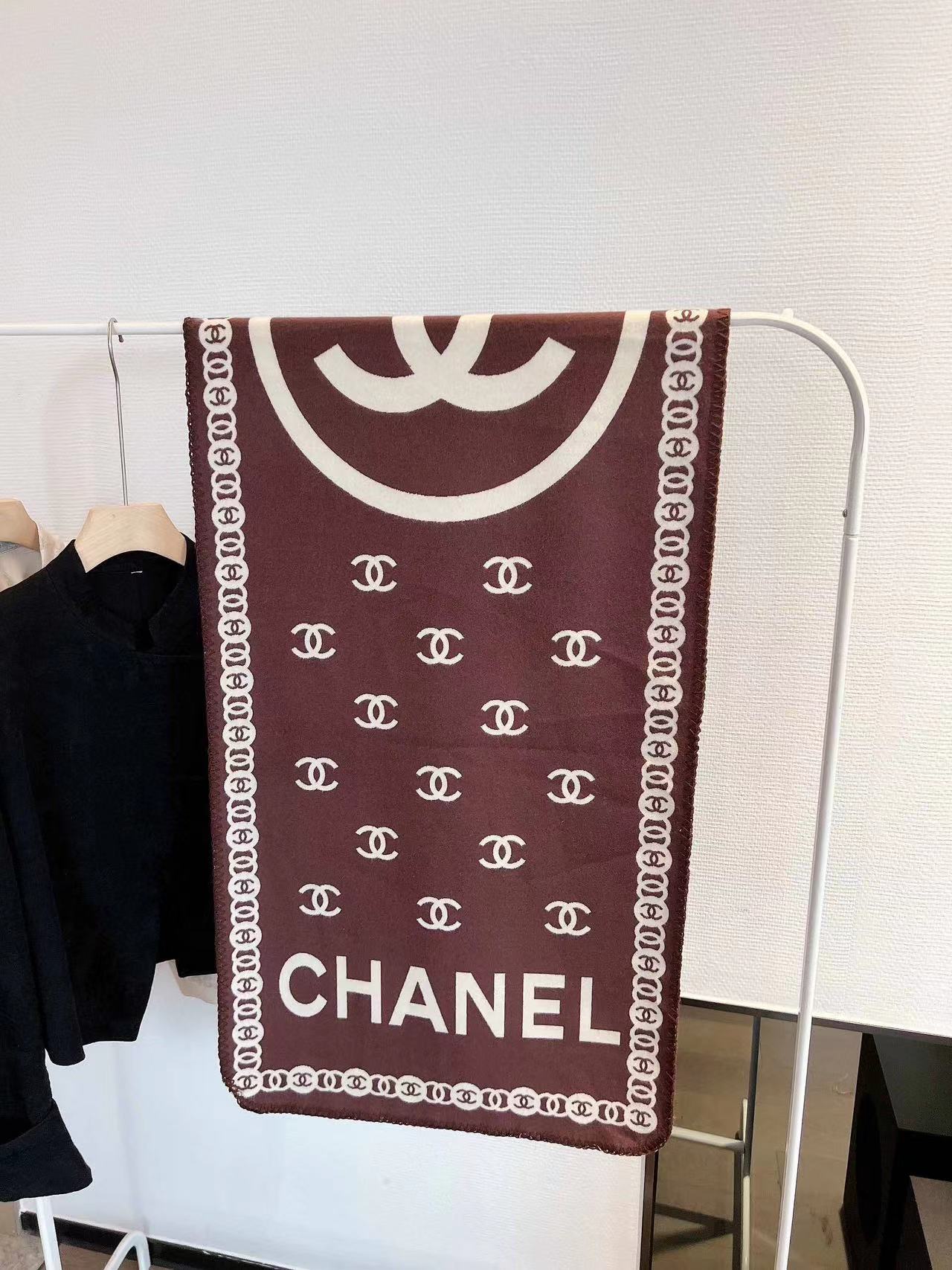 CHANE1 フルロゴ ダブルC ウールスカーフ【50％割引+送料無料】