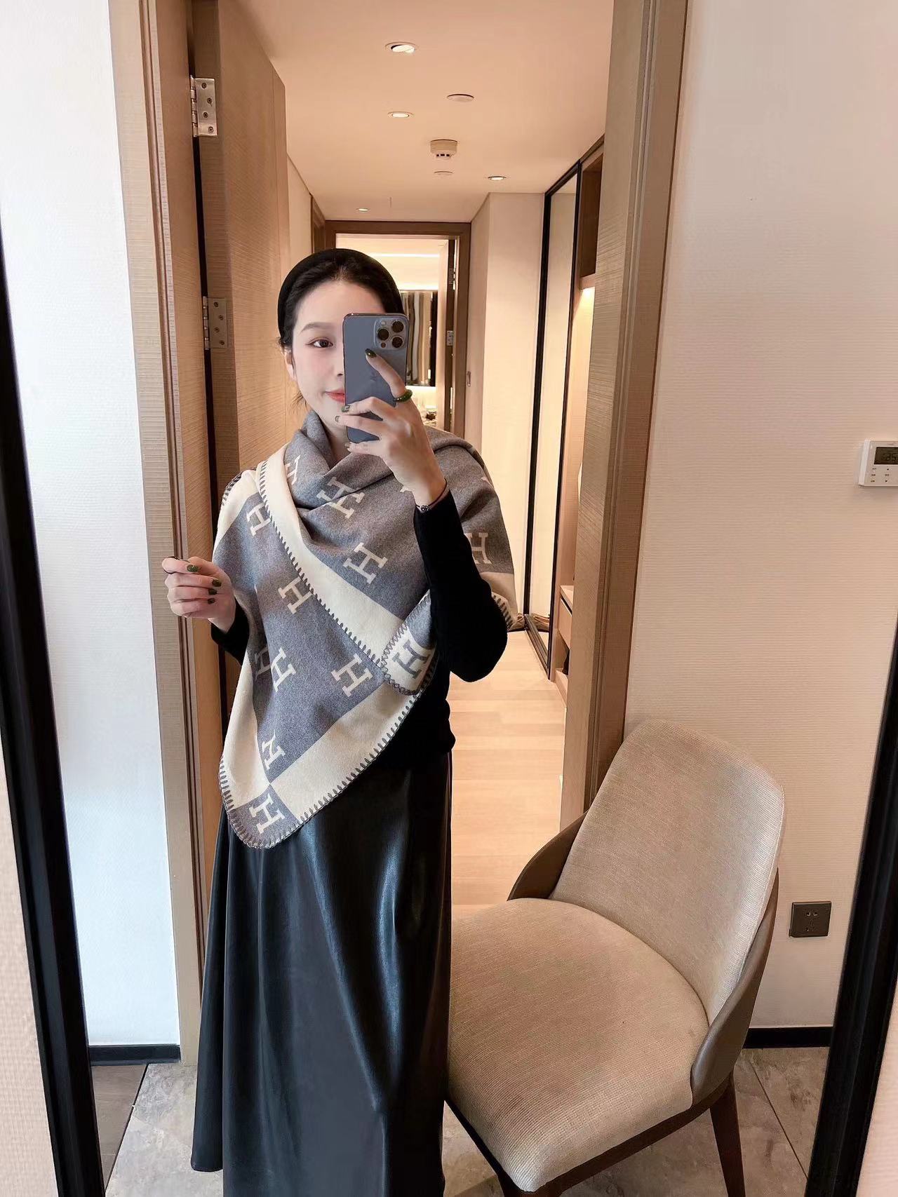 HERME5 H シンプルスカーフ【50％割引+送料無料】