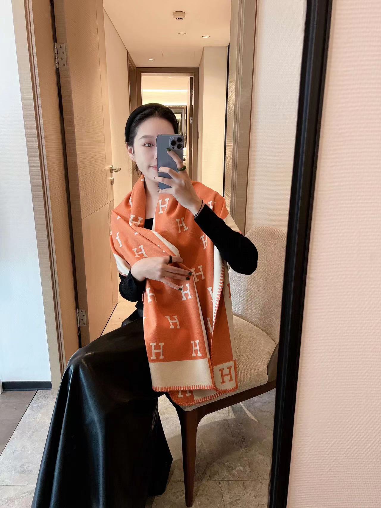 HERME5 H シンプルスカーフ【50％割引+送料無料】