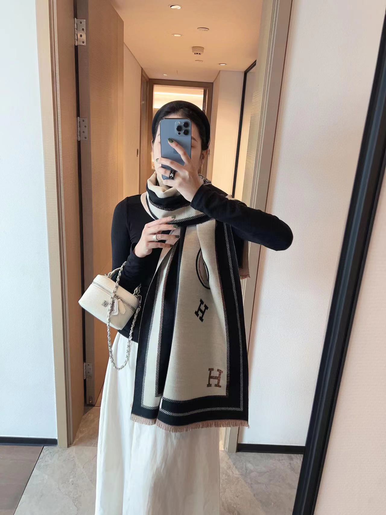 HERME5 タッセルクラシックスカーフ【50％割引+送料無料】