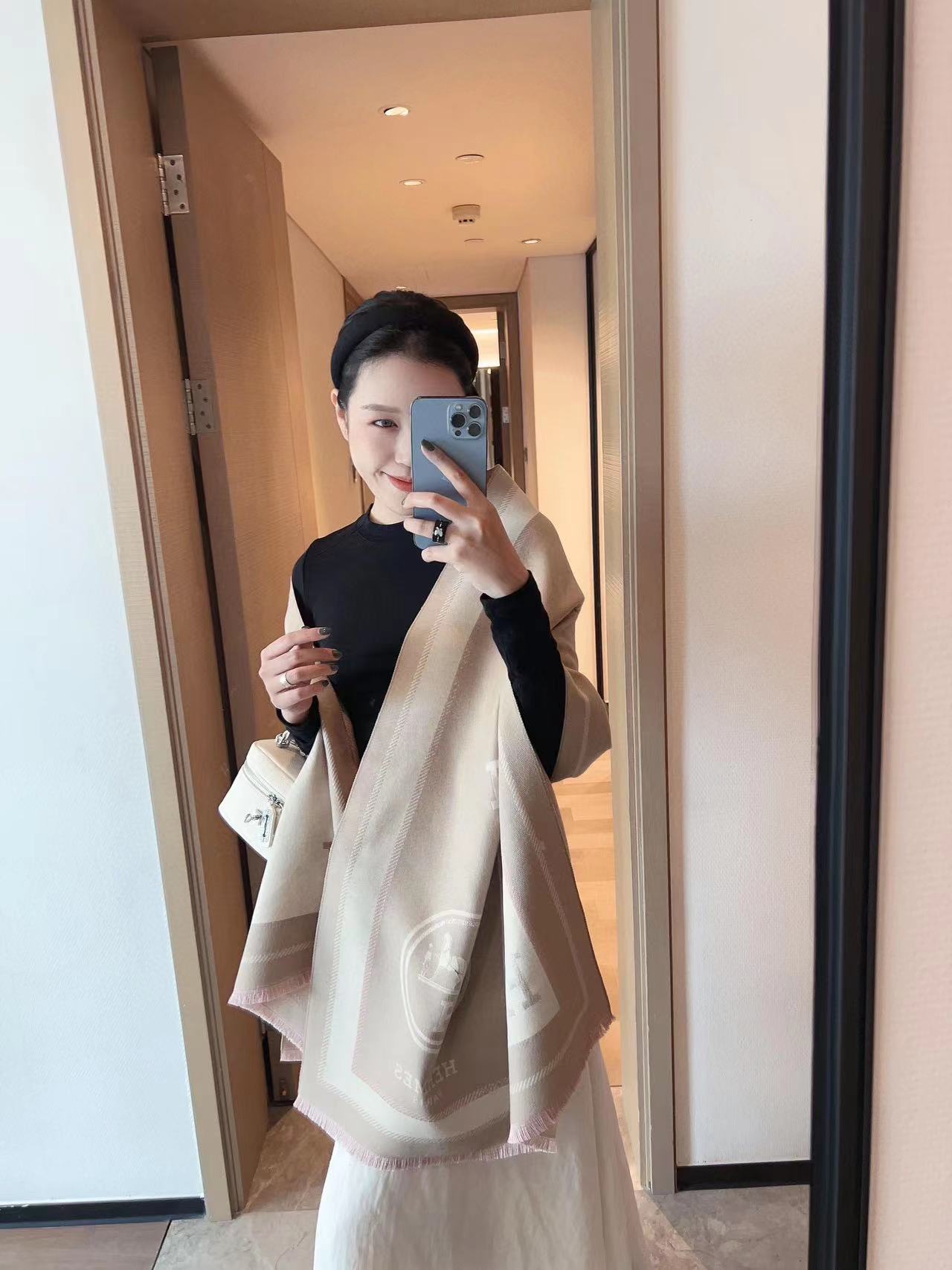 HERME5 タッセルクラシックスカーフ【50％割引+送料無料】