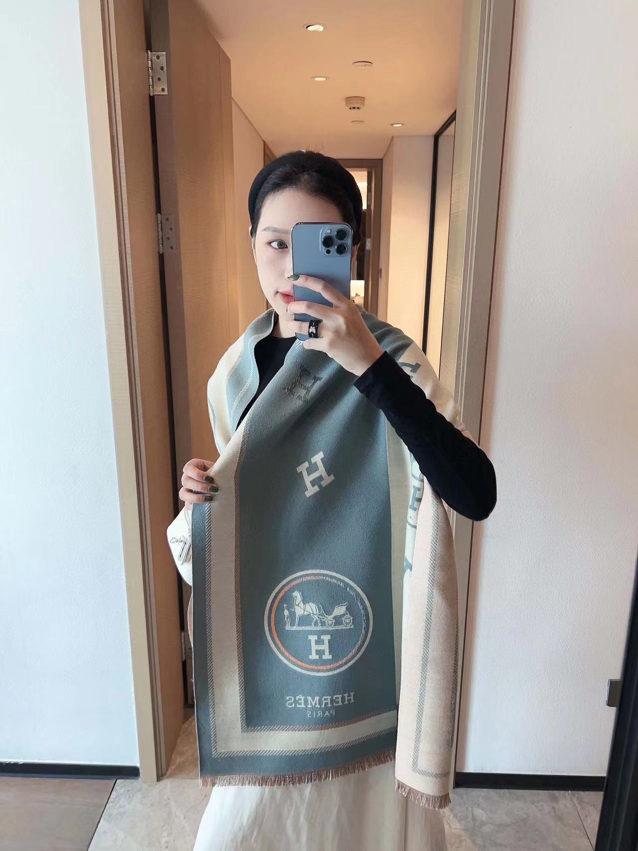 HERME5 タッセルクラシックスカーフ【50％割引+送料無料】