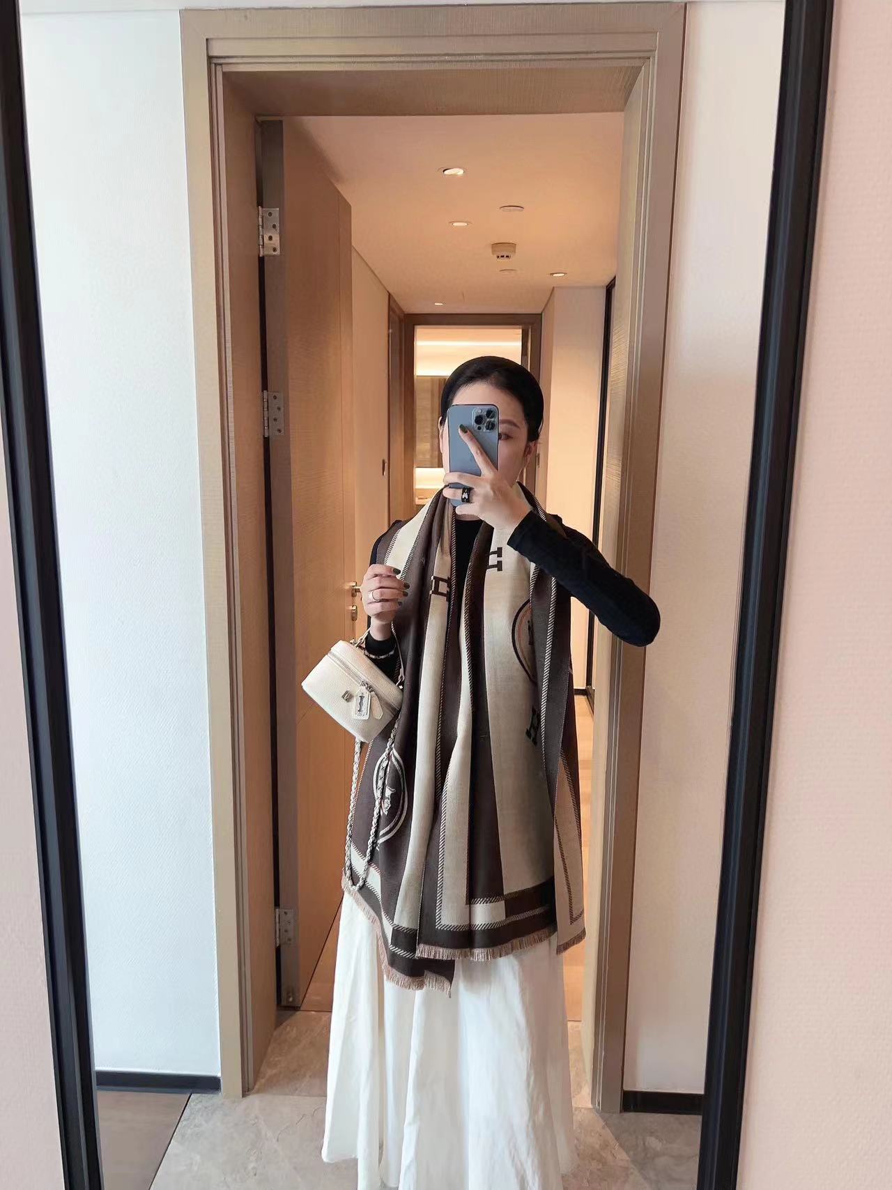 HERME5 タッセルクラシックスカーフ【50％割引+送料無料】