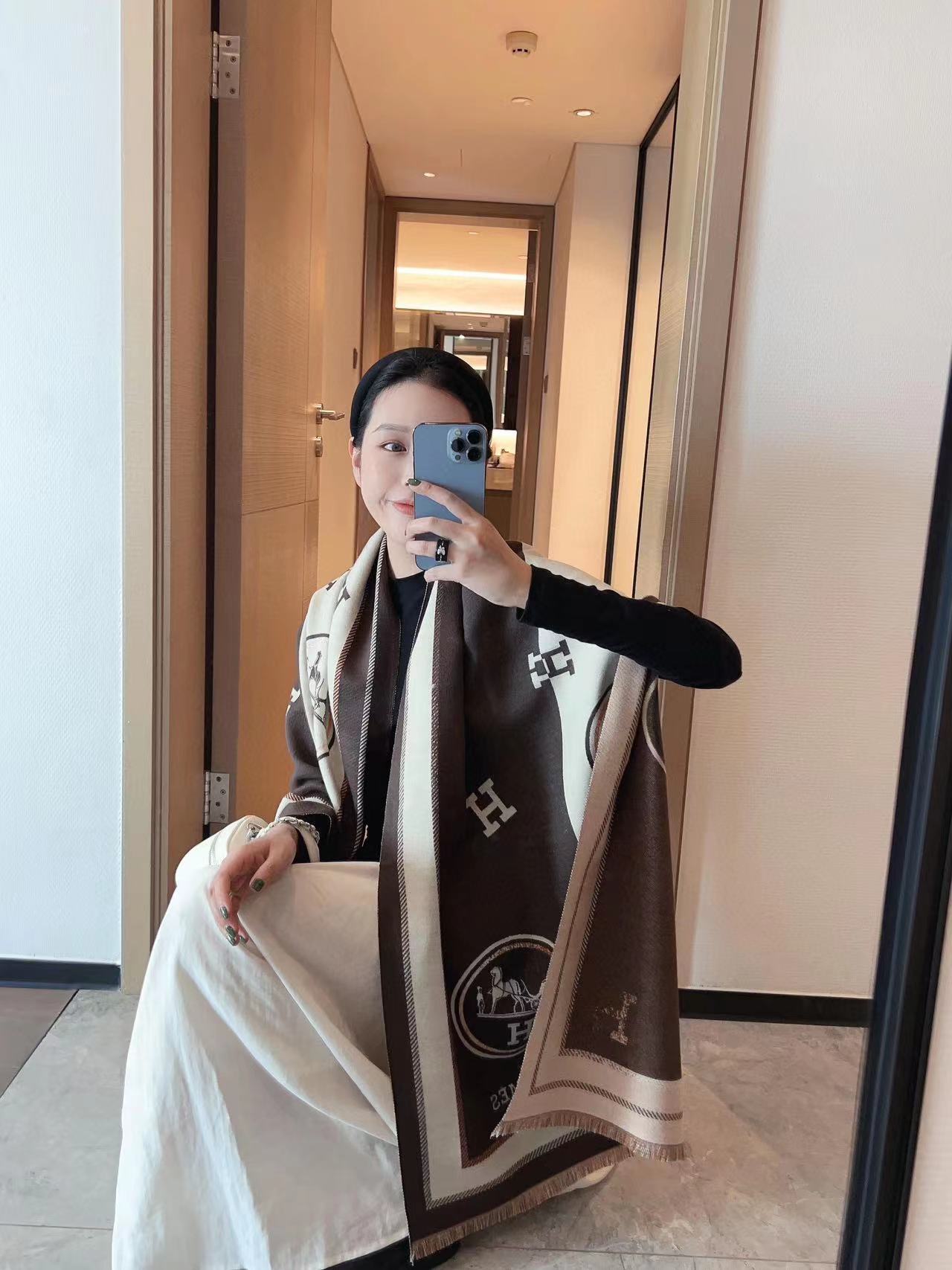 HERME5 タッセルクラシックスカーフ【50％割引+送料無料】