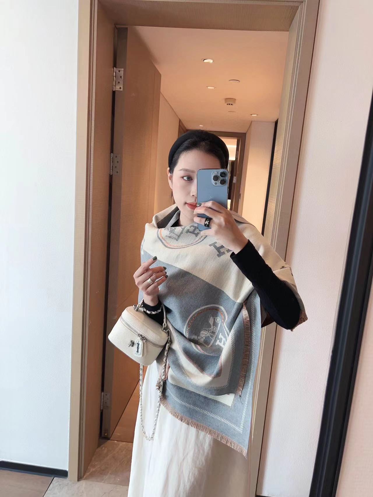 HERME5 タッセルクラシックスカーフ【50％割引+送料無料】