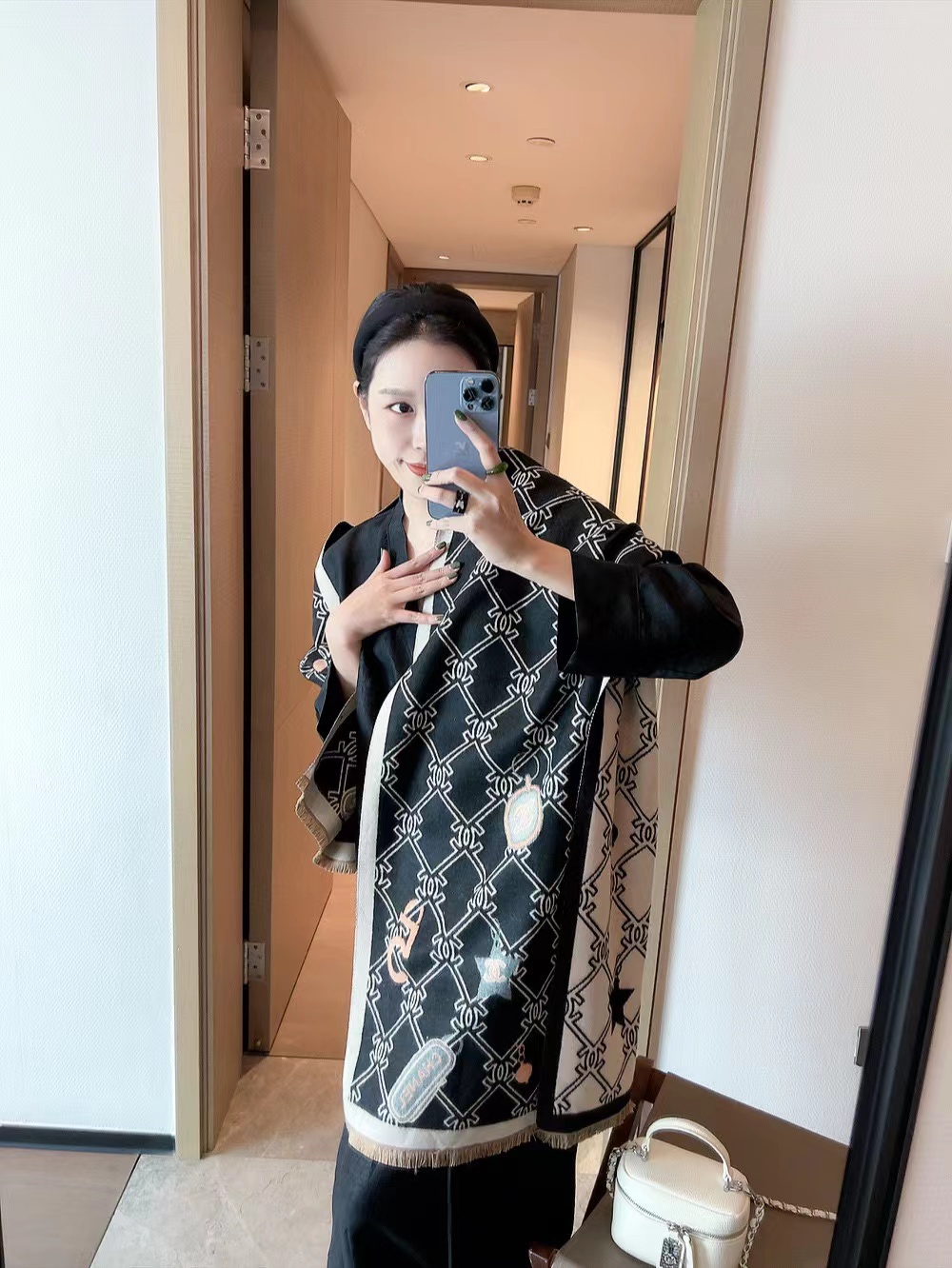 CHANE1 ダブルC ウールスカーフ【50％割引+送料無料】