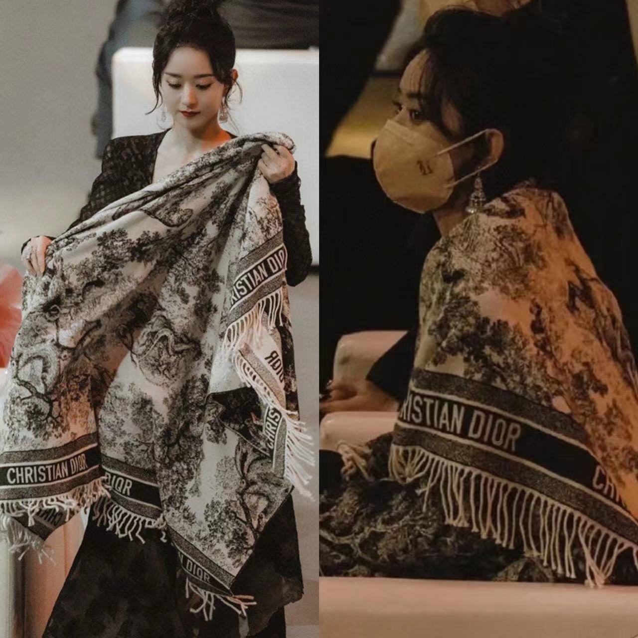 DI0R フリンジ付きアニマルスカーフ【50％割引+送料無料】