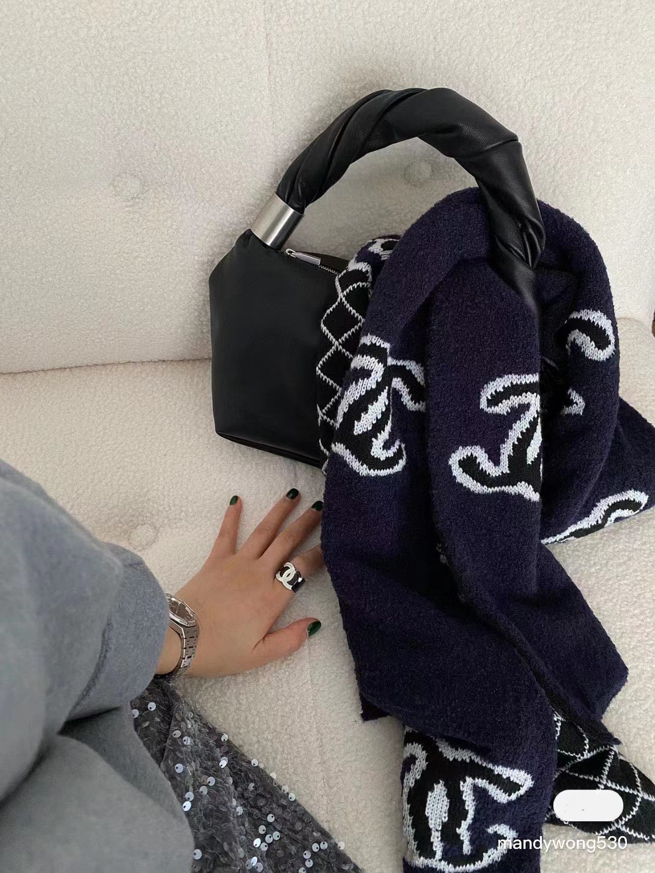 CHANE1 ラージロゴ カシミヤマフラー【50％割引+送料無料】