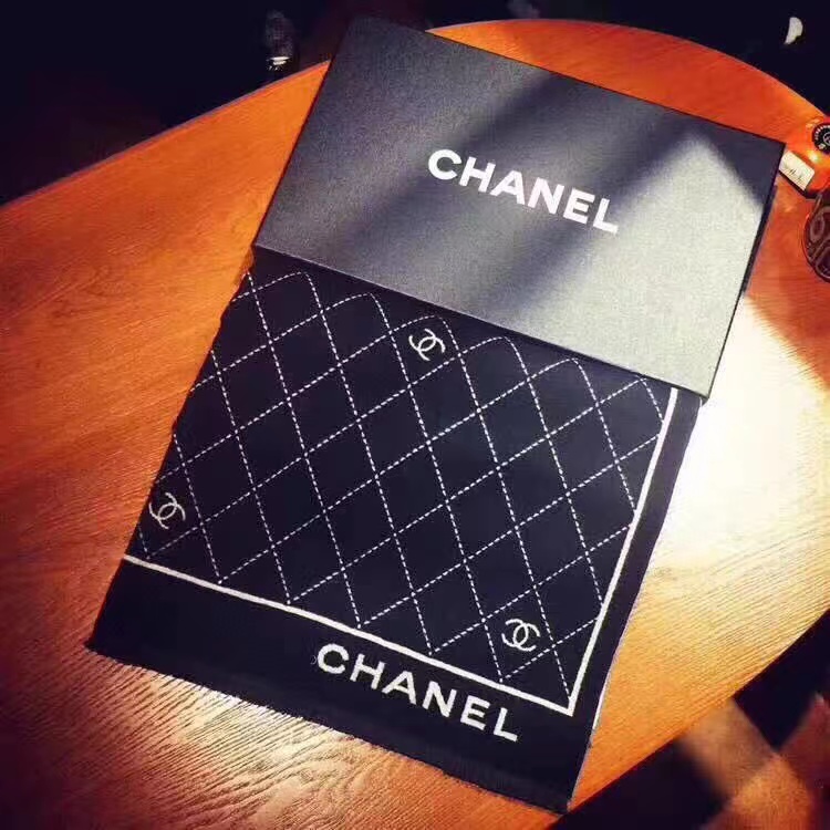 CHANE1 スモールロゴ カシミア スカーフ【50％割引+送料無料】