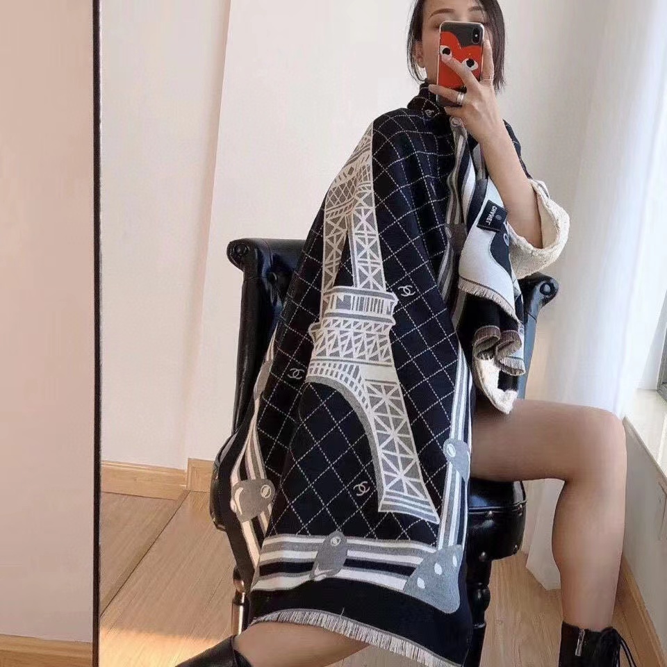 CHANE1 ダブルCレターカラーブロックスカーフ【50％割引+送料無料】