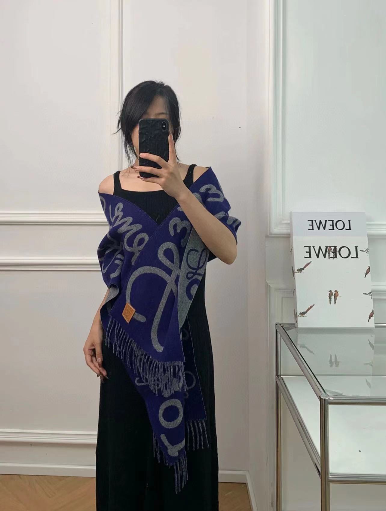 L0WEW フリンジ付きカシミヤスカーフ【50％割引+送料無料】