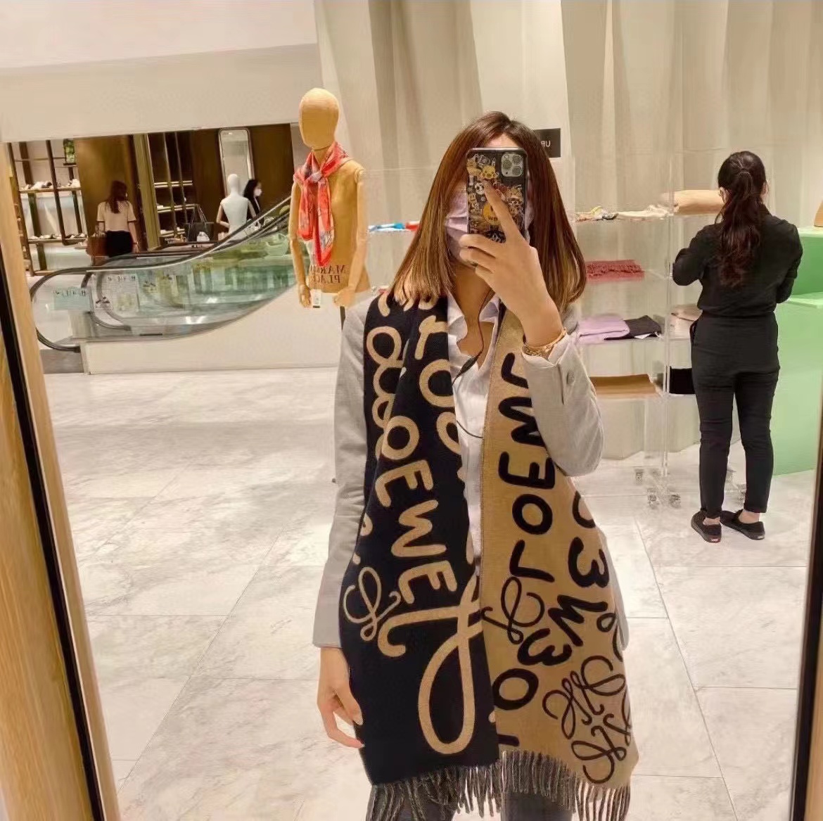 L0WEW フリンジ付きカシミヤスカーフ【50％割引+送料無料】