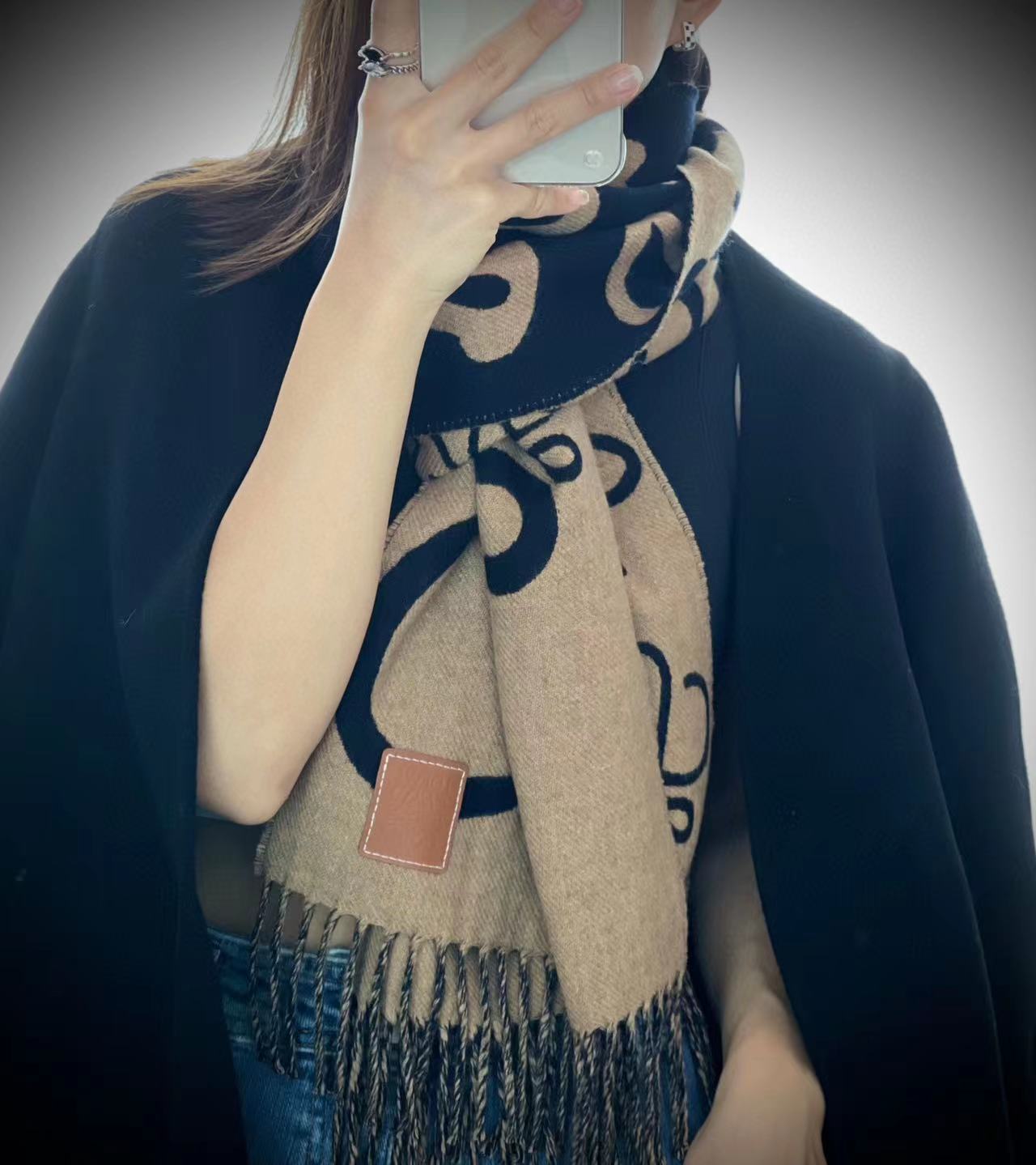 L0WEW フリンジ付きカシミヤスカーフ【50％割引+送料無料】