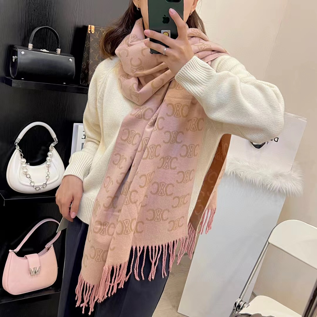 CEL1NE タッセルカシミヤスカーフ【50％割引+送料無料】