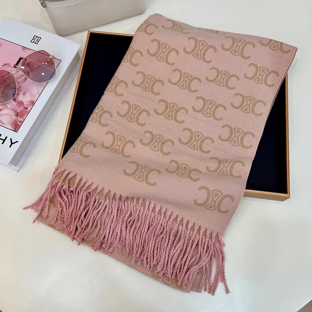 CEL1NE タッセルカシミヤスカーフ【50％割引+送料無料】