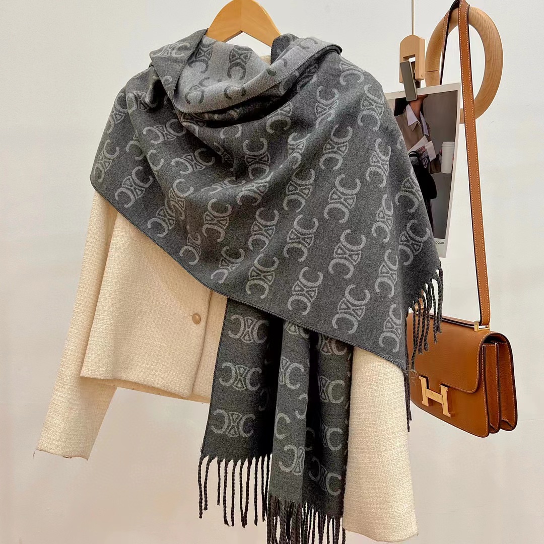 CEL1NE タッセルカシミヤスカーフ【50％割引+送料無料】