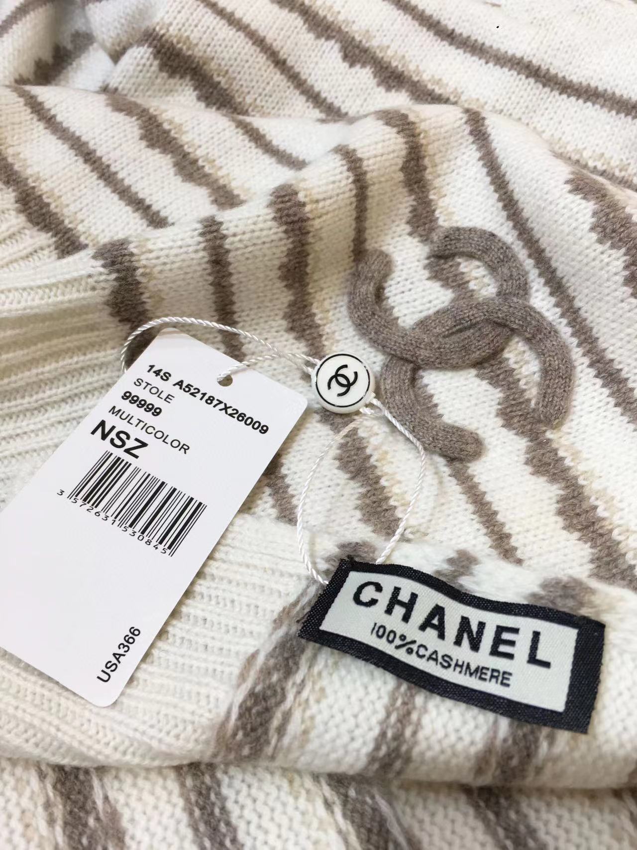 CHANE1 ロゴ刺繍カシミアスカーフ【50％割引+送料無料】