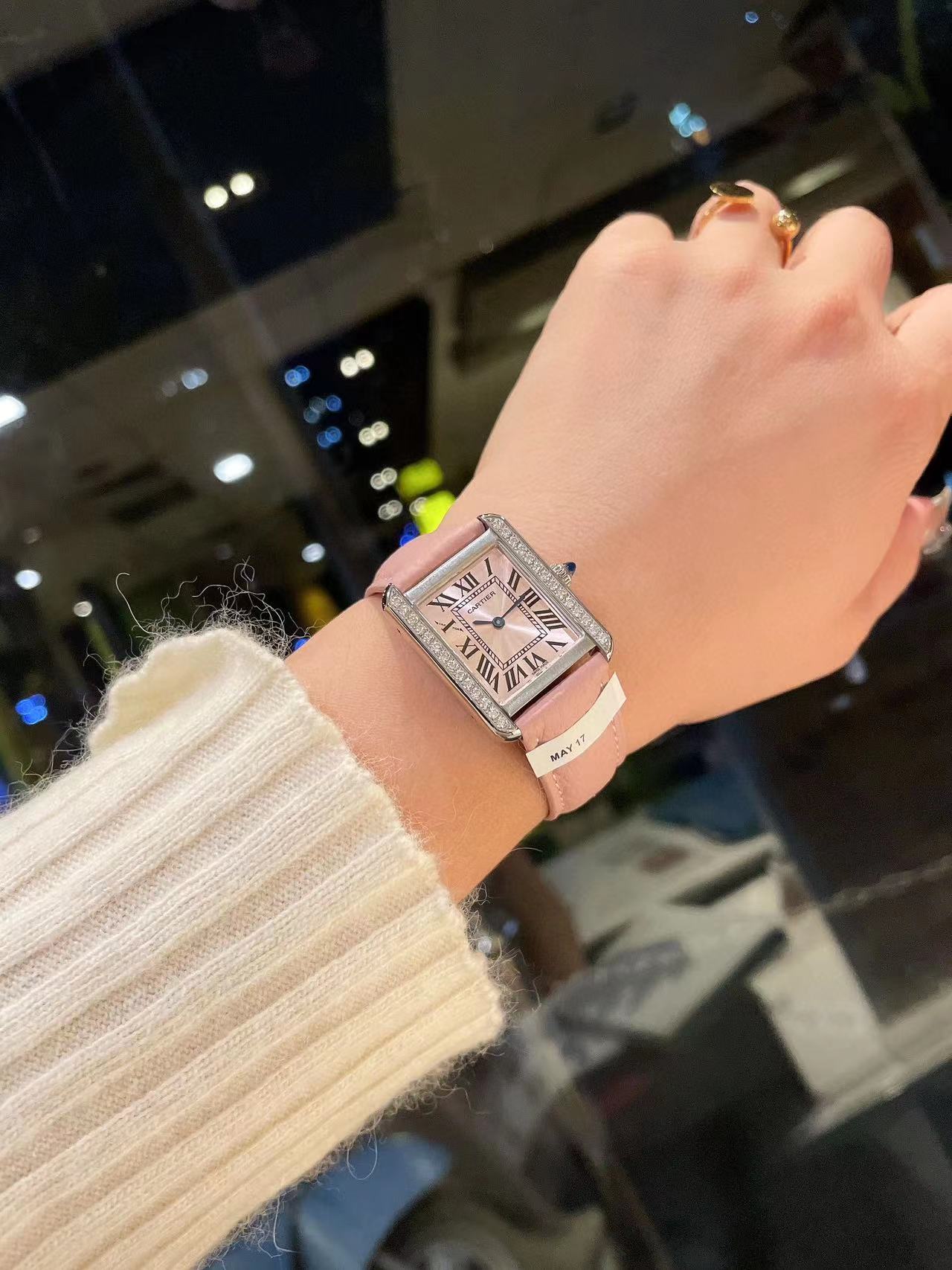 CART1ER タンク ピンク レディース 腕時計【50％割引+送料無料】