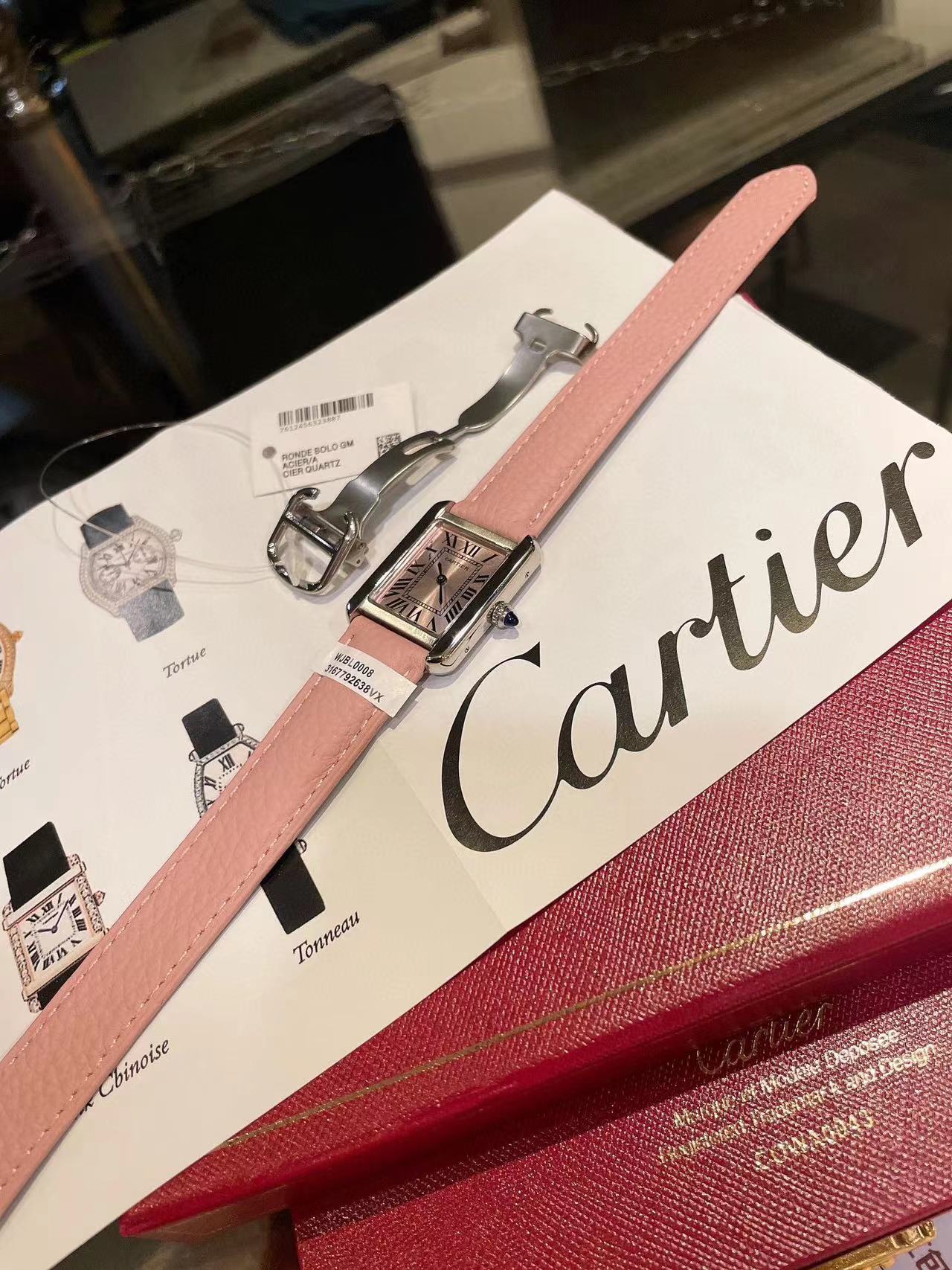 CART1ER タンク ピンク レディース 腕時計【50％割引+送料無料】