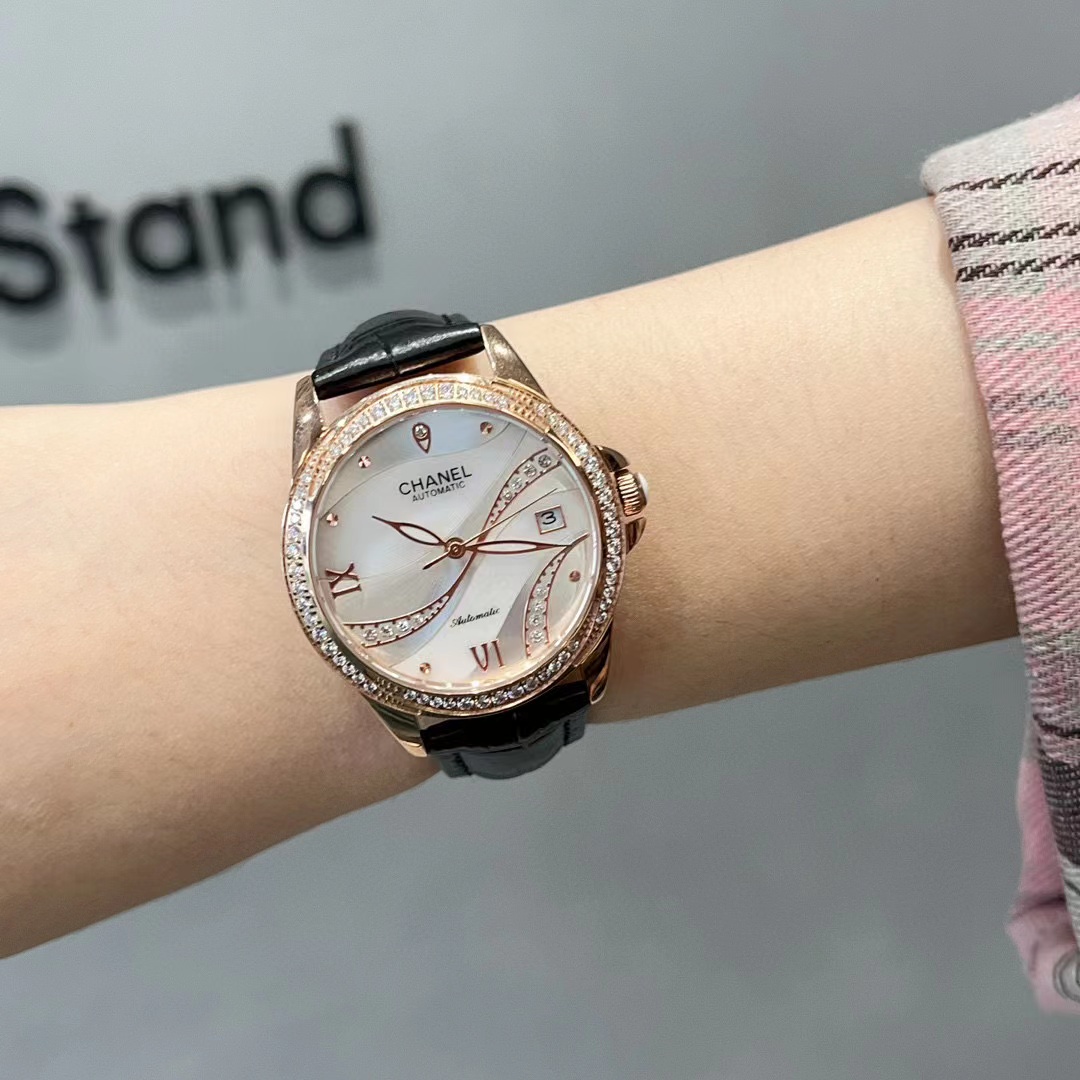 CHANE1 牛革機械式レディースウォッチ【50％割引+送料無料】