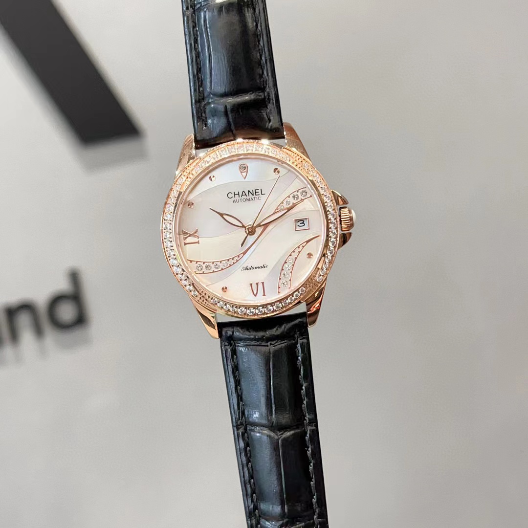 CHANE1 牛革機械式レディースウォッチ【50％割引+送料無料】